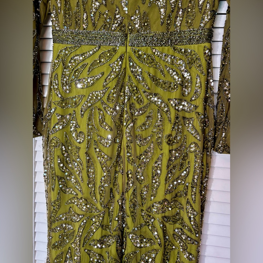 NWT Mac Duggal  5124 Green/Olive
Beaded Long Sleeve Evening Gown 8 - Picture 11 of 14